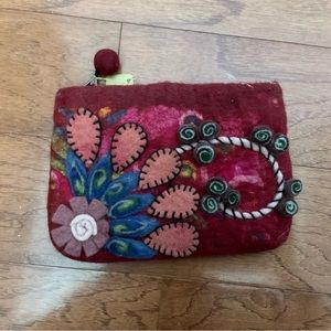 Rising Tide 100% Wool Felted Floral Design Earth Tone Clutch